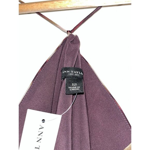 NWT Ann Taylor Brown & Beige Zebra Print Spaghetti Strap Midi Dress Women's Size - Picture 4 of 11